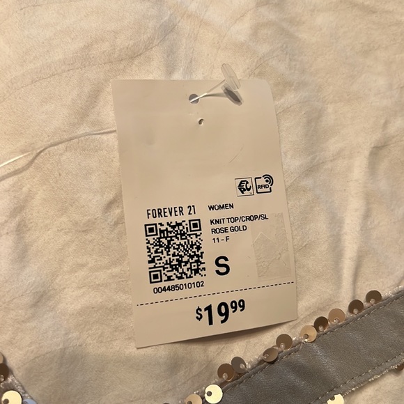New Forever 21 Tank corp top with sequence on the outside & silky inside, size S - Picture 3 of 6